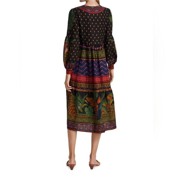 Farm Rio Forest Tapestry Split-Neck Midi Dress Size Small NWT - Picture 8 of 11